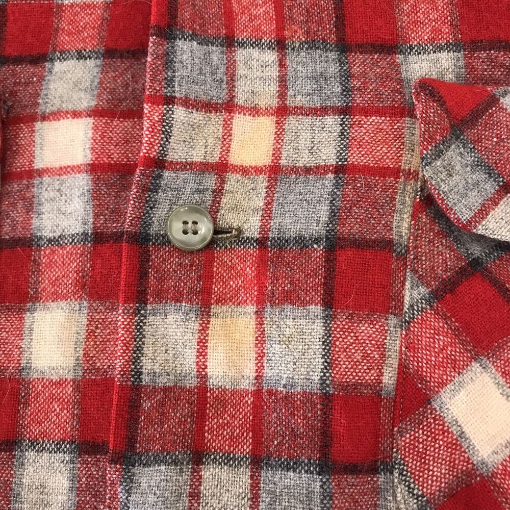 VTG Pendleton Loop Collar Board Shirt Mens Medium Wool 60s Shadow Plaid Lot Of 3 - Picture 7 of 8